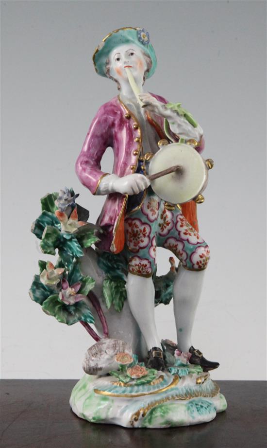 A Bow figure of a musician, c.1758, 19cm